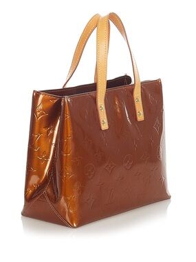 Louis Vuitton Brown Patent Mini Tote with Tan Handles